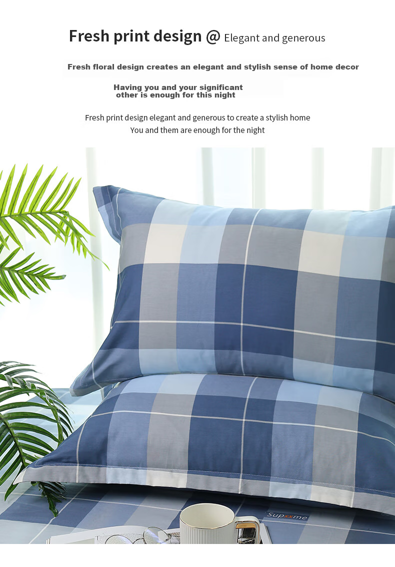 Grace 7A Antibacterial Pure Cotton Pillowcase, Student Single Pillow Cover with Imprint, 48*74cm, One Pair 10