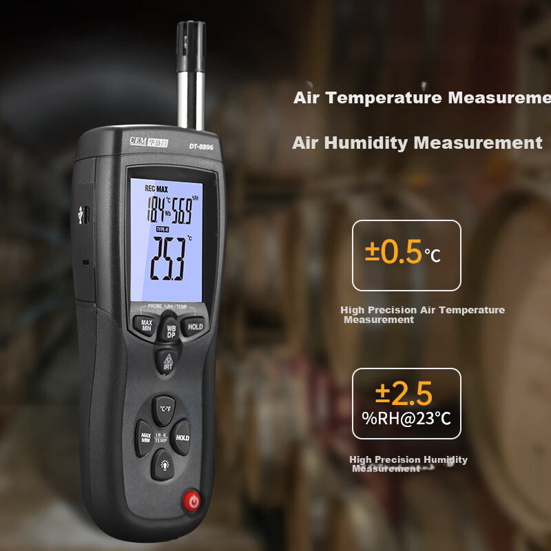 CEM DT-8896 High-Precision Industrial Professional Temperature And Humidity Detector, Environmental Air Temperature And Humidity Meter, Measuring Instrument