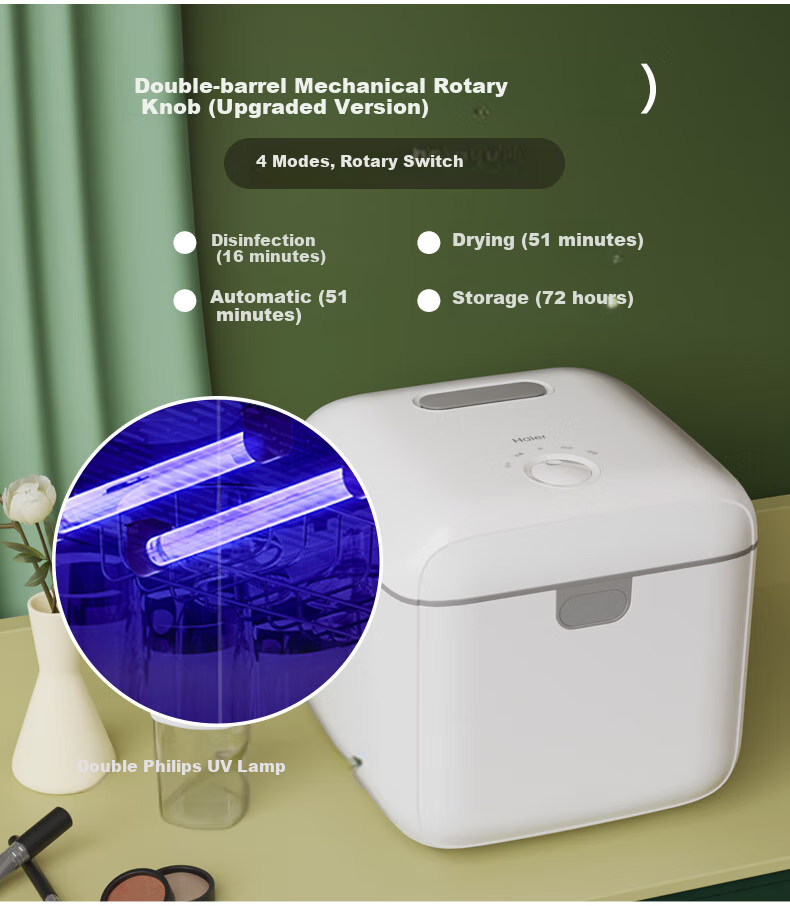 Haier Clothes Dryer UV Sterilizer for Baby Bottles, Bowls, Chopsticks, Toys, Underwear Disinfection Device 10L Single Lamp Rotary Knob Model U201 15