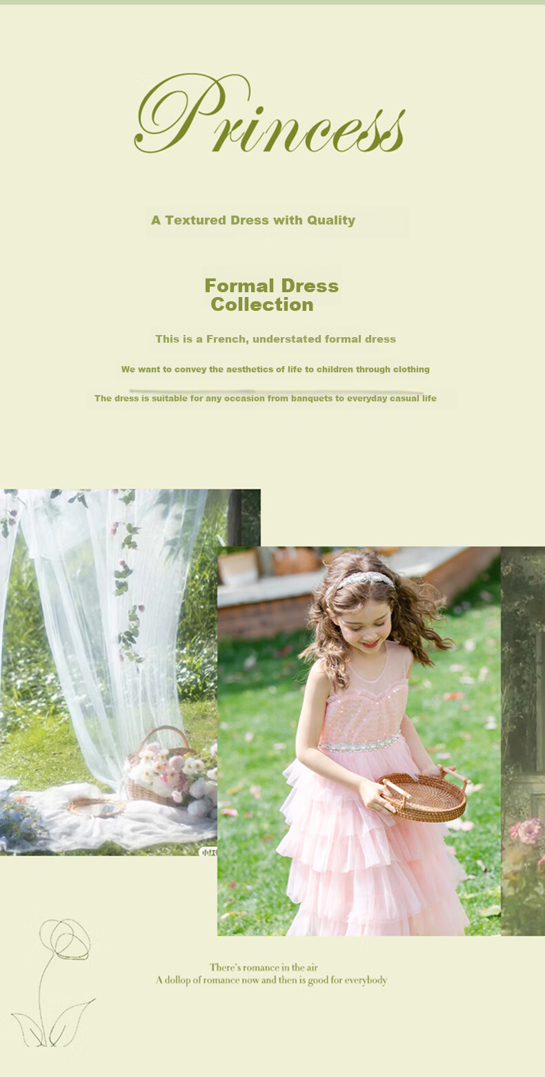 Follow Me Girls' Sweet Tulle Cake Princess Dress for School Events And Performances, Blue, Size 160 2