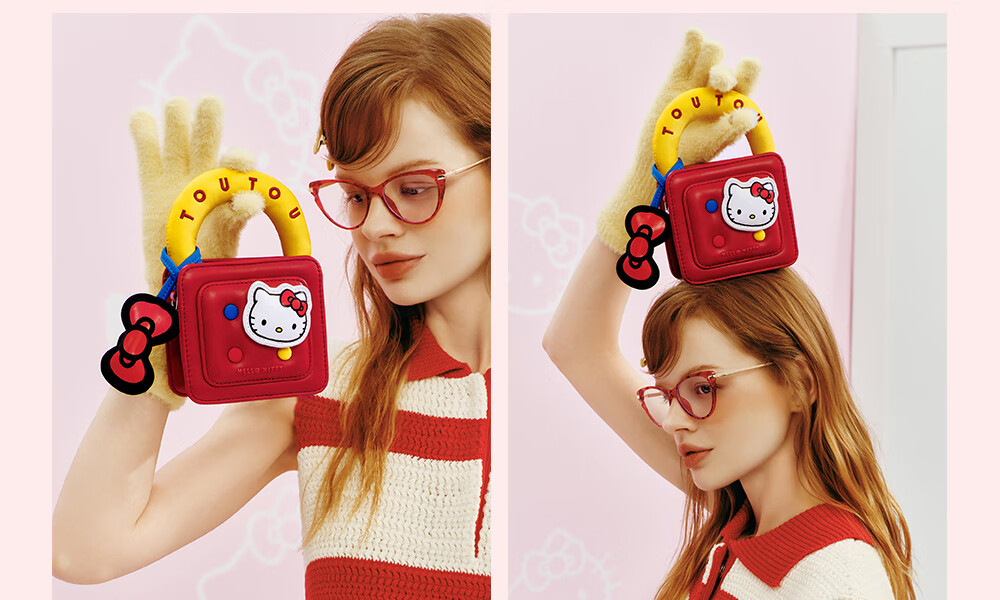 Toutou Birthday Gift, HelloKitty Shoulder Bag, Sanrio Waffle Bag, Red Hello Kitty Zodiac Year Souvenir 20