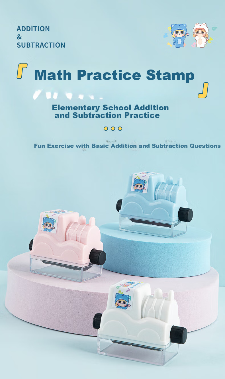 GuangBo Train Head Children's Math Addition And Subtraction Arithmetic Problem Roller Stamp, Elementary School Students' Mental Calculation Random Questions, Quick Memorization Arithmetic Fill-In W69004 1