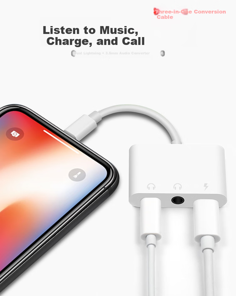 ESCASE Apple Earphone Adapter, Dual Lightning Charging And Music Two-In Audio Converter, Compatible with IPhone 15/14/13 Converter ES-EPA 1