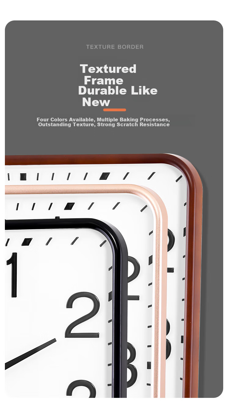Compas Wall Clock, Living Room Square Simple Timepiece, New Quiet Quartz Clock, Wall-Mounted Timepiece, 3375 Oak Color, 33cm 7