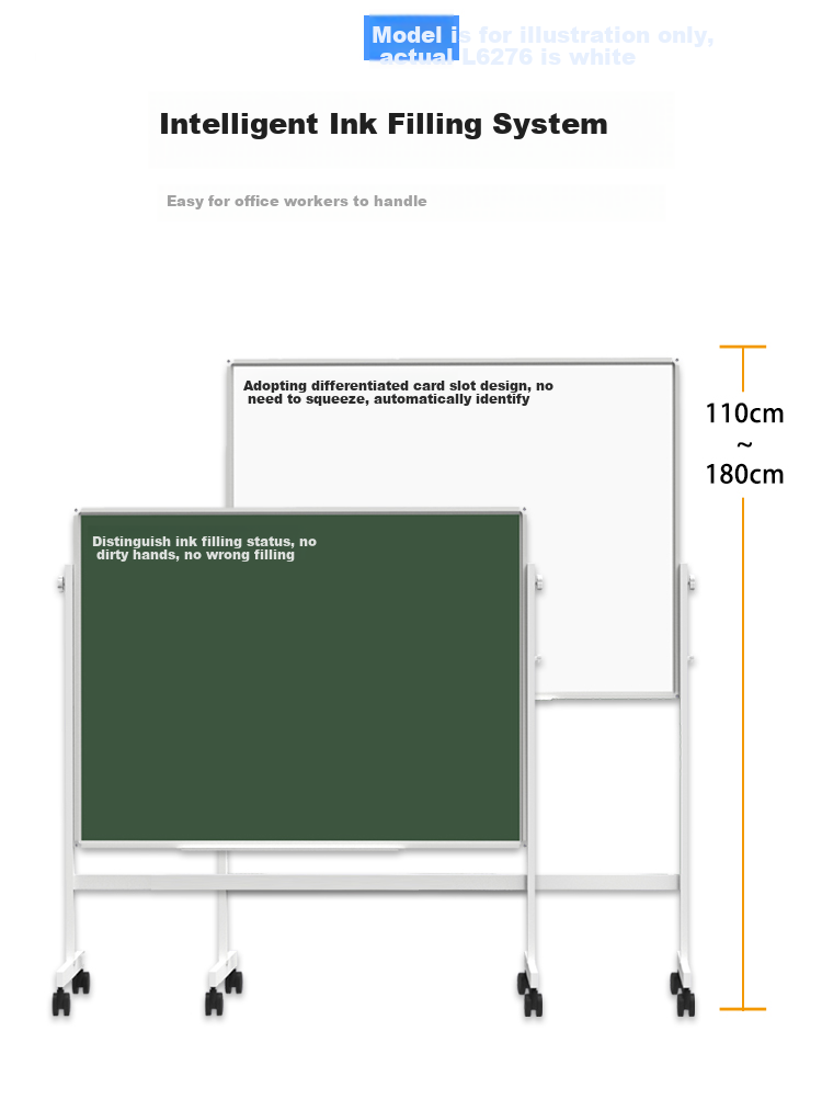 Bibiniu 90*180cm Double-Sided White Board with Green Board And Stand, Adjustable Height Flip Children's Training Blackboard for Home Use, H-Shaped Stand Office Whiteboard Movable BBNV-L90180 2