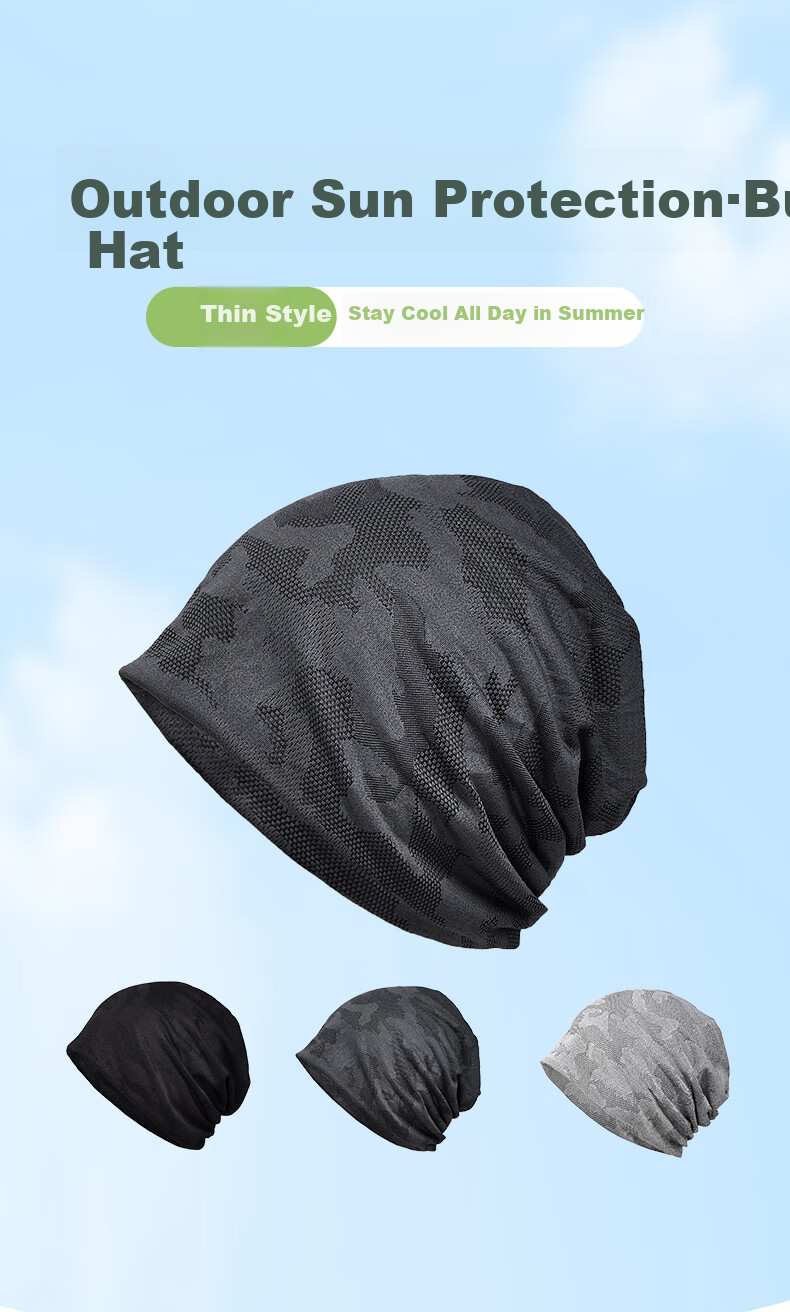 Seven-Color Spun Toe Cap Hat for Men Summer Sports Running Quick-Dry Cooling Cap Stackable Thin Sleep Hat for Women Ice Silk Sun Protection Head Cover Light Gray 1
