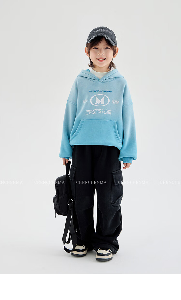 Chenchen Mom Gradient Parent-Child Gradient Color Hooded Fleece Sweatshirt 6762D 30