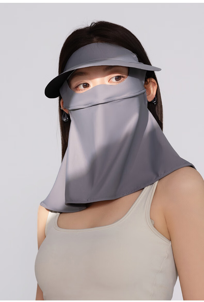 Yalu Sunscreen Face Mask 3D Neck Protection Women's Facekini with Brim UV Protection Black Coated Full Coverage Mask 7