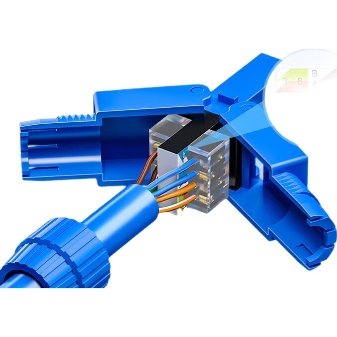 SAMZHE Cat5e Toolless Crystal Head, Engineering Grade 8P8C Punch-Down Free RJ45 Computer Network Cable Connector, Cat5e Toolless Network Connector, 2 Pieces MDSJ52