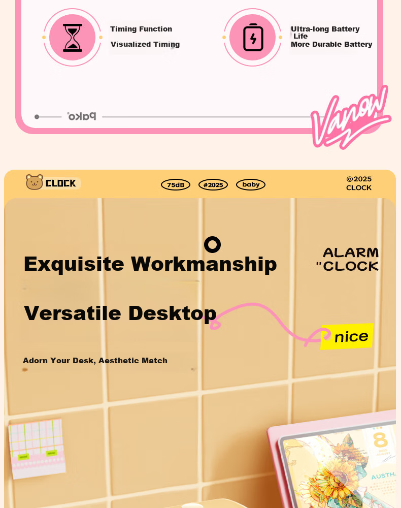 Timess Disney Collaboration Alarm Clock for High School Students, Two-In Visual Timer, Children's Time Management Tool, Kitchen Timer Gift 2