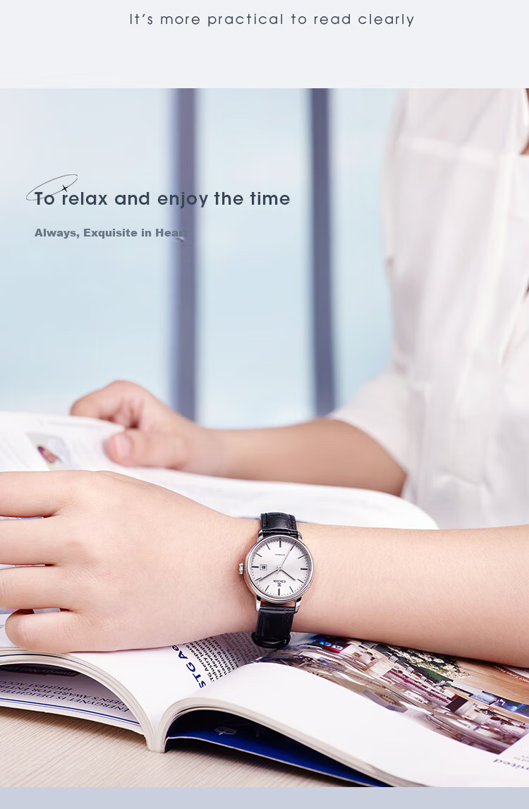 EBOHR Women's Master Series Casual White Leather Strap Mechanical Watch, Birthday And Holiday Gift, 36170142 6
