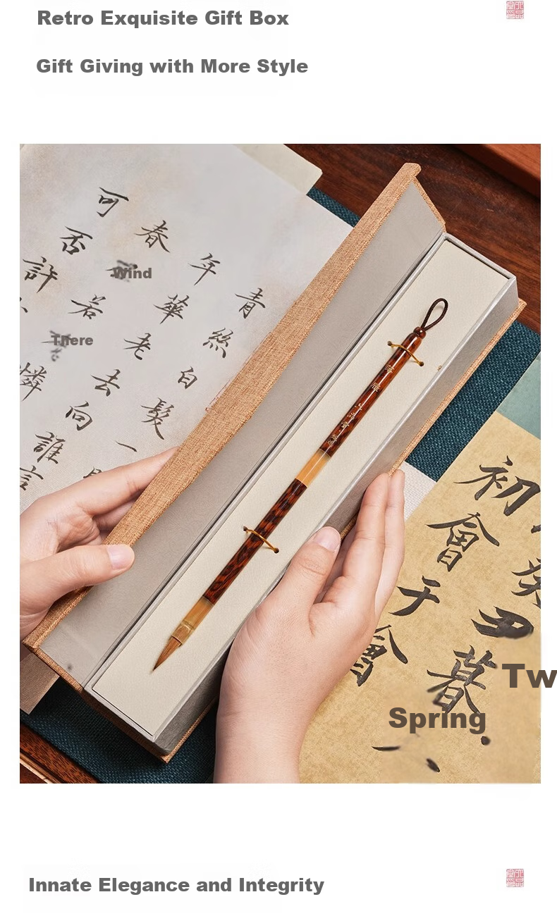 Liupintang Jingtailan Wolf Hair Brush Set, Medium Regular Script And Mixed Hair for Beginners, Four Treasures of The Study, Sheep Hair for Regular Script, Clerical Script And Running Script, Gift Box for Chinese Painting Beginners, High-Quality Hu Brush 9