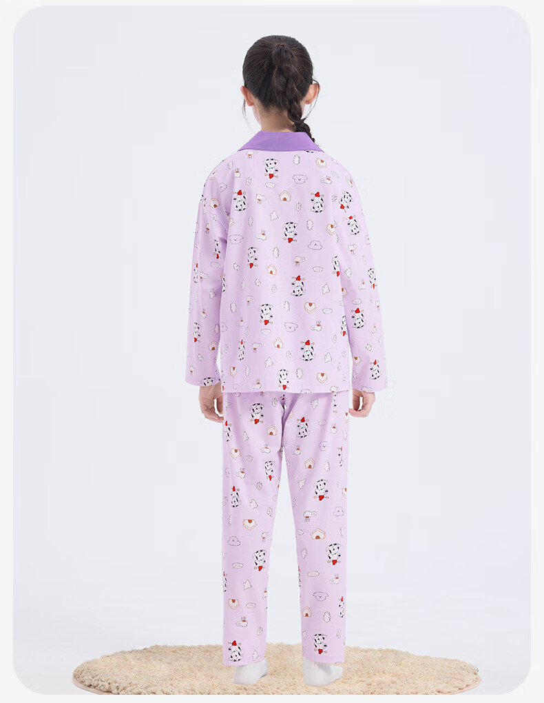 Jiushuibian Cloud Cotton Children's Pajamas Boys and Girls Spring Autumn Class A Long Sleeve Homewear Set Large Kids Cartoon Print Pajamas Pants 12