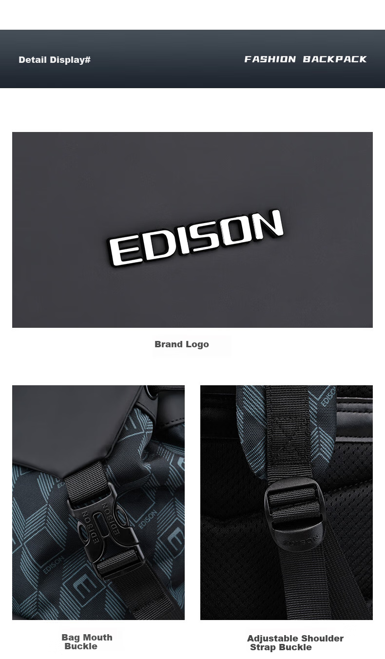 Edison Backpack, Business Commute Leisure Travel Backpack, 16-Inch Laptop Bag, College Student Schoolbag E022-1 14