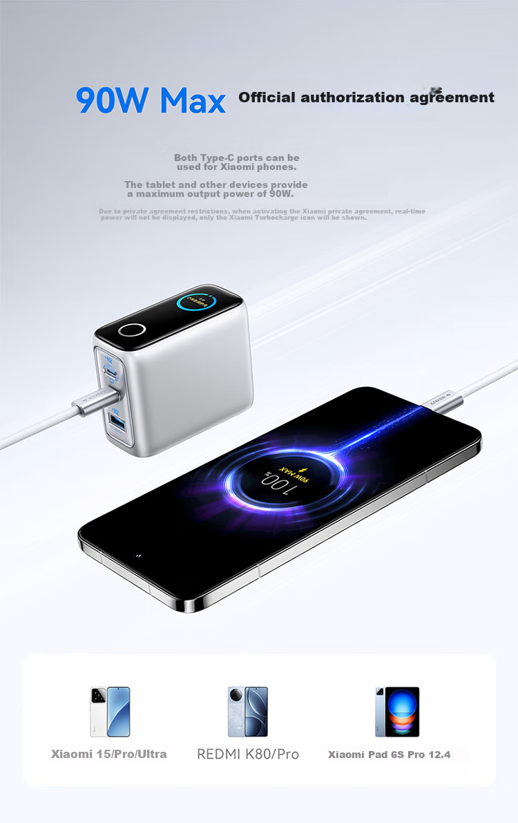 ANKE Smart Display Charging Lite 100W Charger Set, Gallium Nitride Type-C Fast Charging PD Plug, Suitable for Xiaomi Apple 18/17 DJI Pocket 4 Laptops, Gray 10