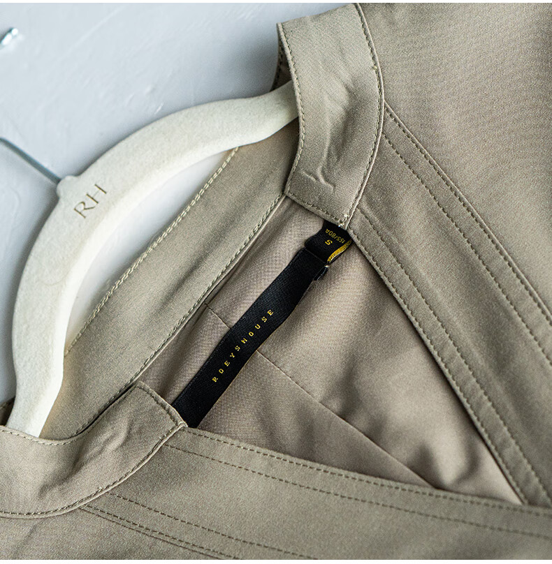 ROEYSHOUSE Waist-Cinching Commuter Dress, 2026 Autumn Collection, Elegant Tie-Waist Midi Skirt 07245, Khaki Green, Size S 14