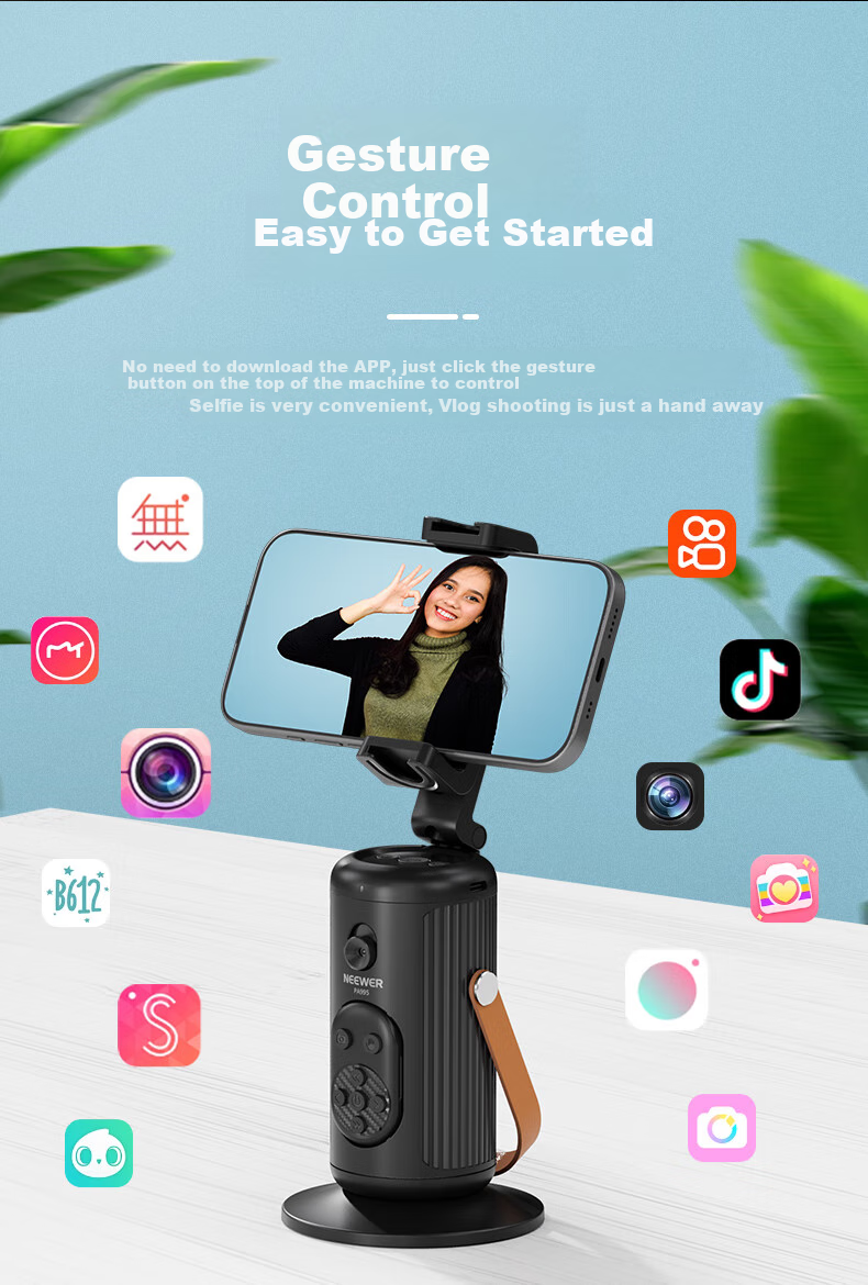 NEEWER 2025 New Smartphone Gimbal Follow-Up Device, Face Tracking Handheld Selfie Stick, 360-Degree Rotation Anti-Shake Three-Axis Gimbal, TikTok Live Streaming Equipment Complete Set for Selfie Recording And Vlog 5