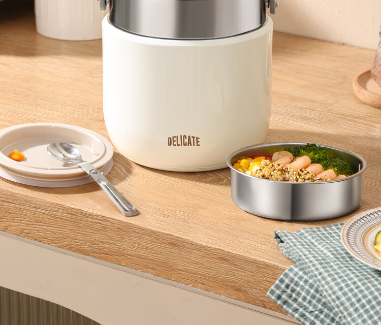 Ymer Double-Layer Insulated Lunch Box, Extra Long Handle, for Office Workers And Students, Self-Operated New Stainless Steel Soup Pot And Bowl 1