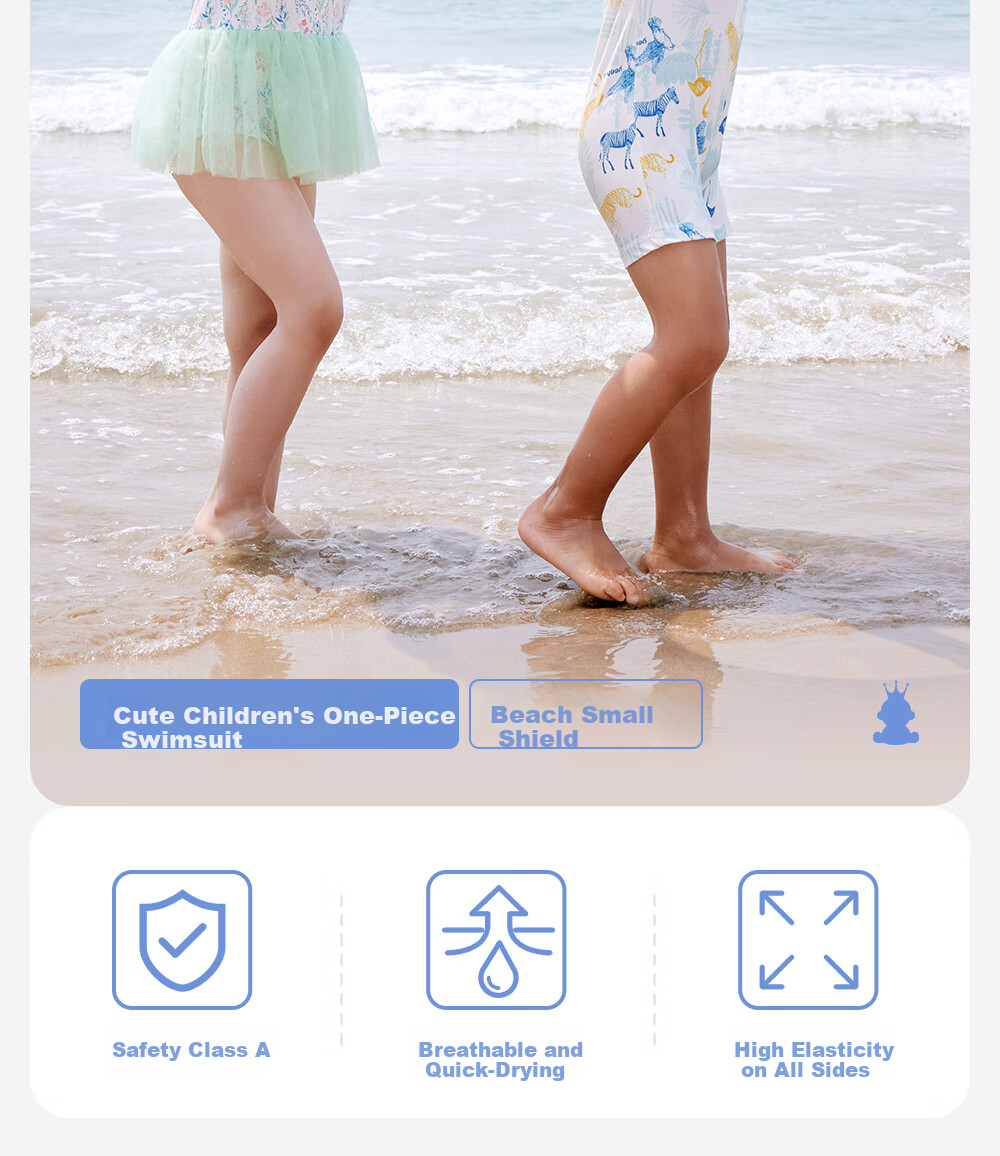 YEEHOO Children's One-Piece Swimsuit, Short-Sleeve Swimwear for Boys And Girls, Hot Spring Bathing Suit, Summer Sun Protection Swimwear, UPF50+ 3