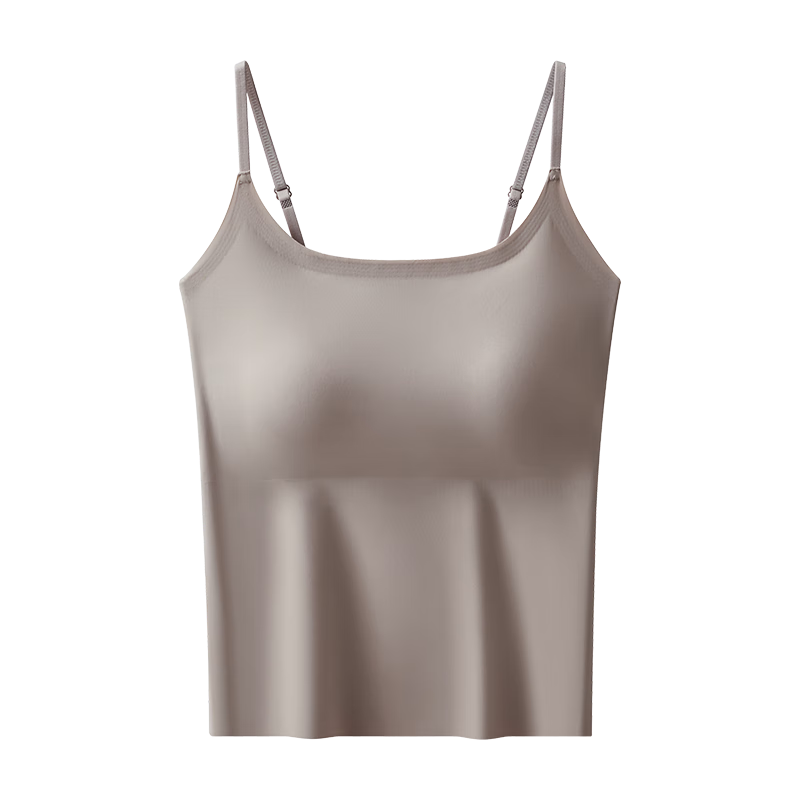 Langsha Women's Camisole with Chest Pad, Bra-Free Integrated Design, Wearable as Outerwear or Inner Layer, Thin Ice Silk, Beautiful Back, Basic Underwear