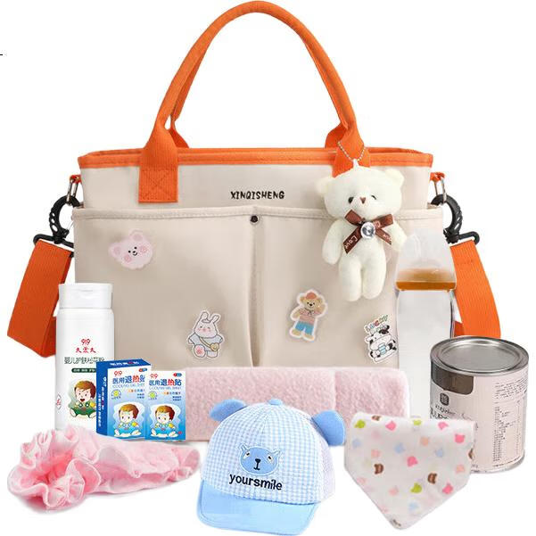 Сумка для мамы 9i9 Mami Bag, вместительная, для малыша, на плечо или в руку, цвет "Юаньци оранж"