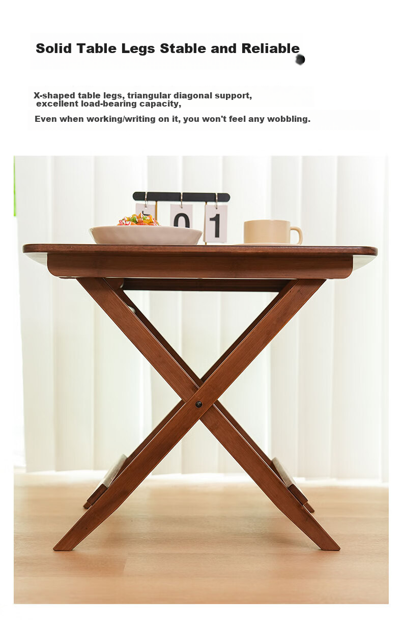 DuLu Folding Table, Compact Bamboo Dining Table for Home Use, Balcony Tea Table, Small Square Table, Outdoor Portable Table And Chairs 7