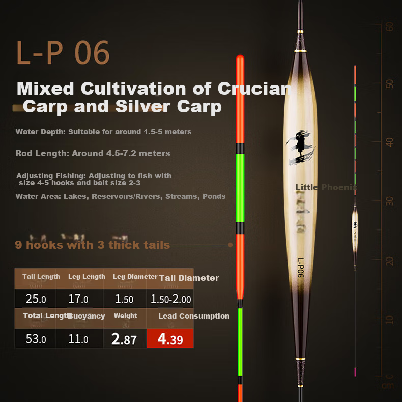 Xiaofengxian L-P04 Carp And Bighead Carp Mixed Breeding Reed Float, Highly Sensitive, Eye-Catching, Thickened Stroke, Big Fish Float, Black Pit Buoy, Fishing Tackle 15