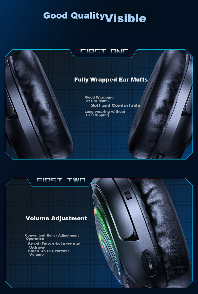 HP Over-Ear Gaming Headset Wired Headphones with Microphone Computer Headset for Smooth Play, Delta Action FPS Games Sound Positioning Black Standard Model 6