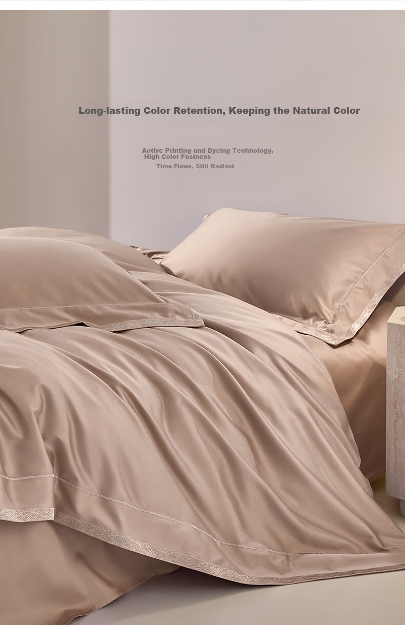 LUOLAI Home Textiles Pure Cotton Bedding Set of Four Pieces, 100 Thread Count Egyptian Cotton, Luxury Bed Sheet And Duvet Cover Set for Double Bed, 200*230 5