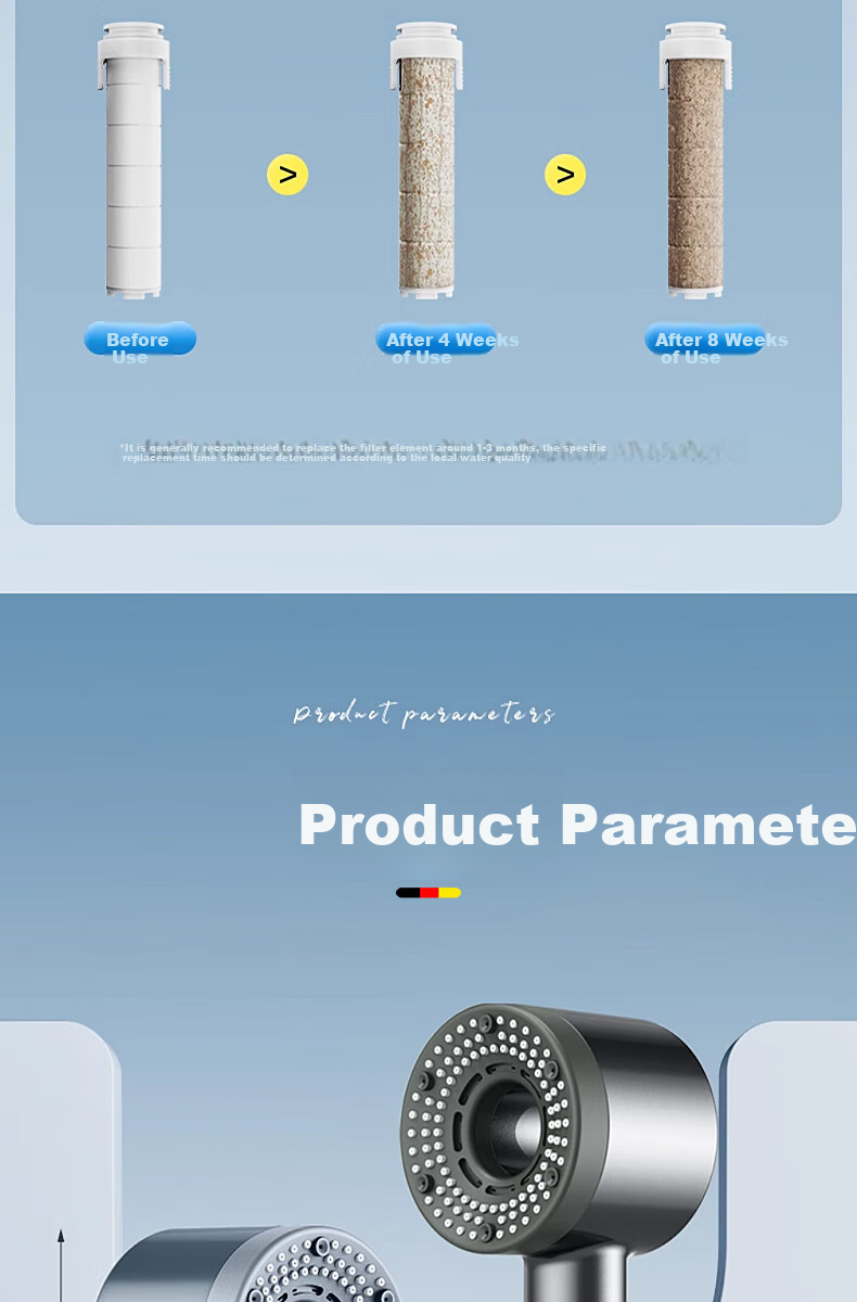 HOMK [Germany] Pressurized Shower Head Filter Set, Bathroom Shower Head Two-Piece Set Y998 12