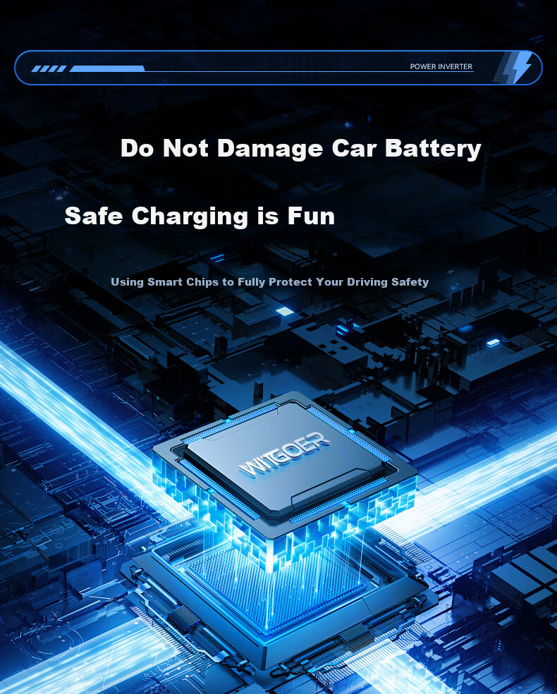 WITGOER Car Power Inverter, 12V/24V to 220V High-Power Converter, Cigarette Lighter Adapter, Super Fast Charging Socket Head 10