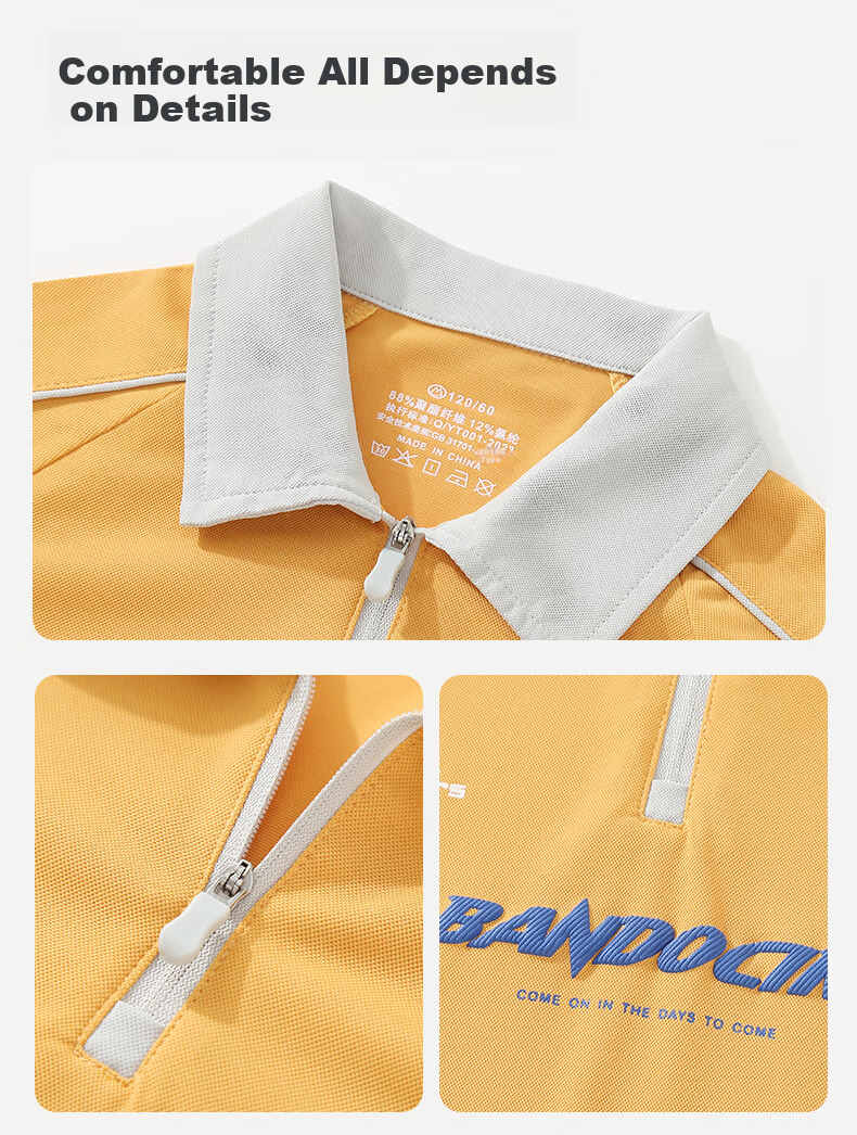 BANDOCIN Boys' Sports Polo Shirt, Summer Lightweight Stylish New Design, Children's Summer Short-Sleeve T-Shirt, Sunshine Orange, Size 140 5
