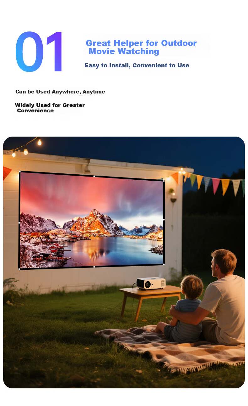 IN&VI Projector Screen 100 Inch 16:9 White Screen with Stand, No-Drill Wall-Mountable, Dual-Use, 4K HD Compatible, Portable, for Office Use, Compatible with XGIMI, JmGO, Dangbei, Xiaomi Projectors 2