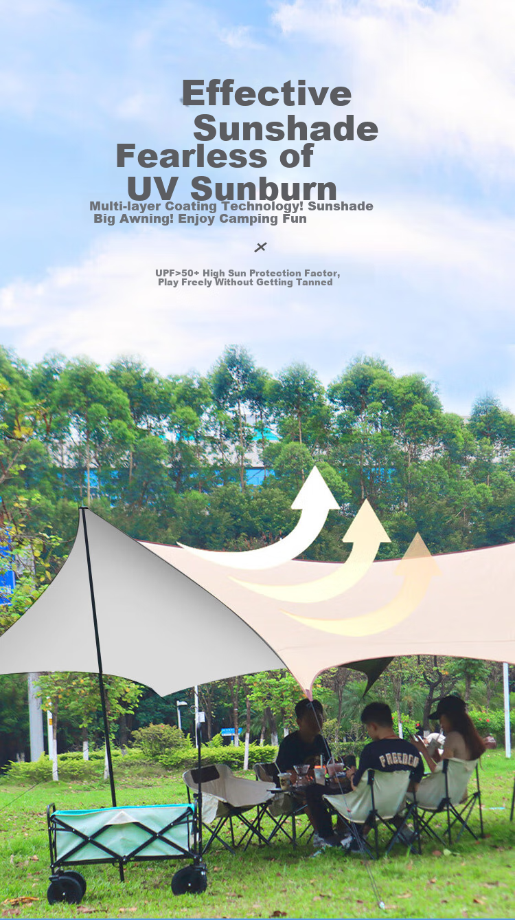 Beifute Outdoor Camping Silver-Coated Car Side Canopy Tent, Sunshade Shelter, Rainproof, Portable Picnic Equipment for 6-10 People 5