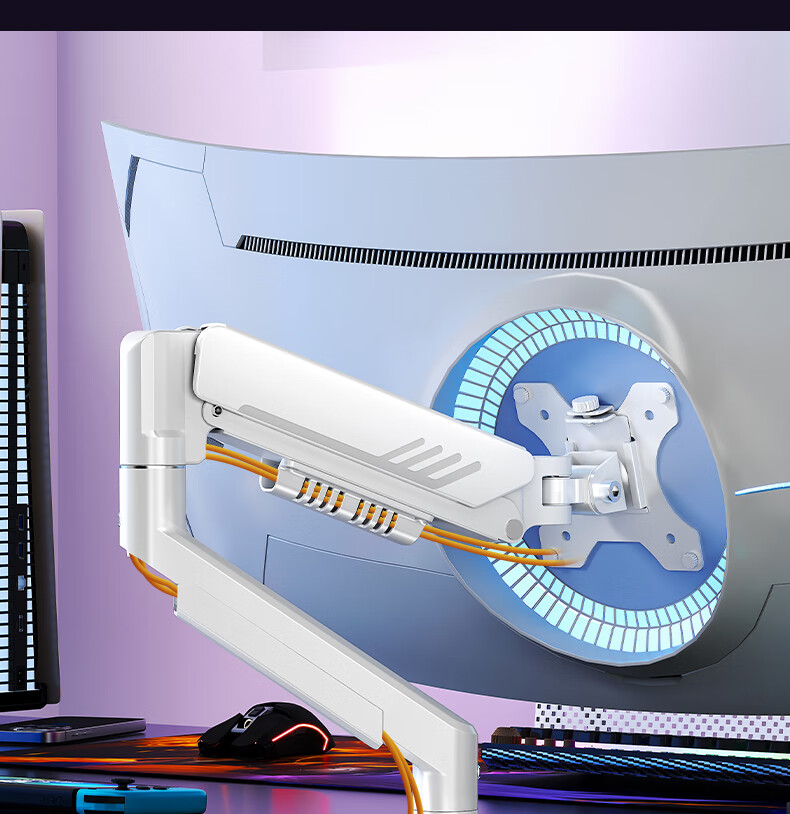 YouShi Monitor Stand War God 01BW Mechanical Arm Monitor Mount Computer Stand Monitor Arm for 17-32 Inch Displays 10KG Load Capacity CX01-01BW White 23