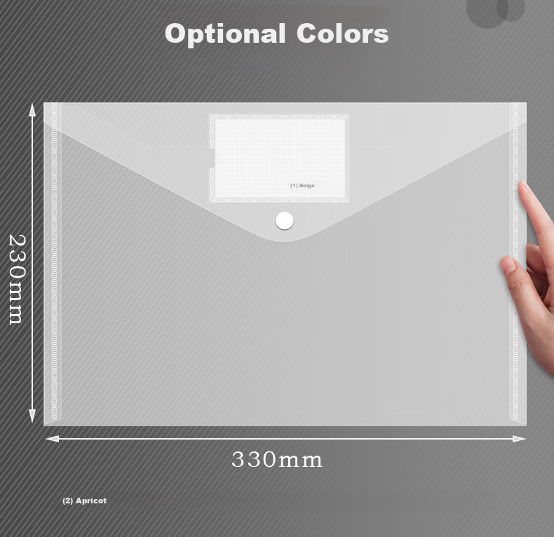 Bailiwen H2232-18 Transparent Document Folders, 20 A4 Button Folders, Thickened Waterproof Storage Bags, File Folders, Office Document Bags, Plastic Waterproof Bags, Student Exam Paper Storage Bags 2