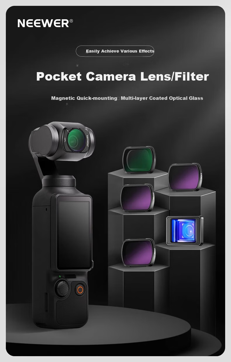 NEEWER Filter for DJI Pocket 4/3 Action Camera, Magnetic Quick-Release, 6-Line Starlight Filter, Single Piece 1