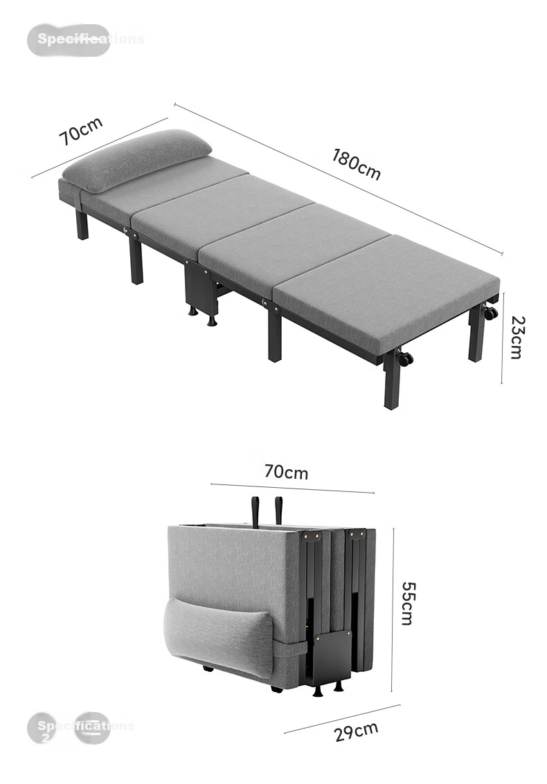 Wenna Folding Bed, Single Nap Bed for Office, Accompanying Bed, Wooden Board Bed, Four-Fold Foam Bed, 70cm 13