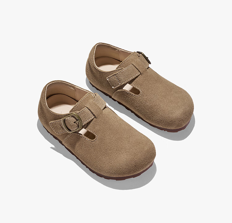 RED DRAGONFLY Children's Autumn Shoes, Boys And Girls Flats, Girls Soft-Soled Birkenstock Shoes, Small Leather Shoes Q51BPPF406, Camel Color, Size 29 22
