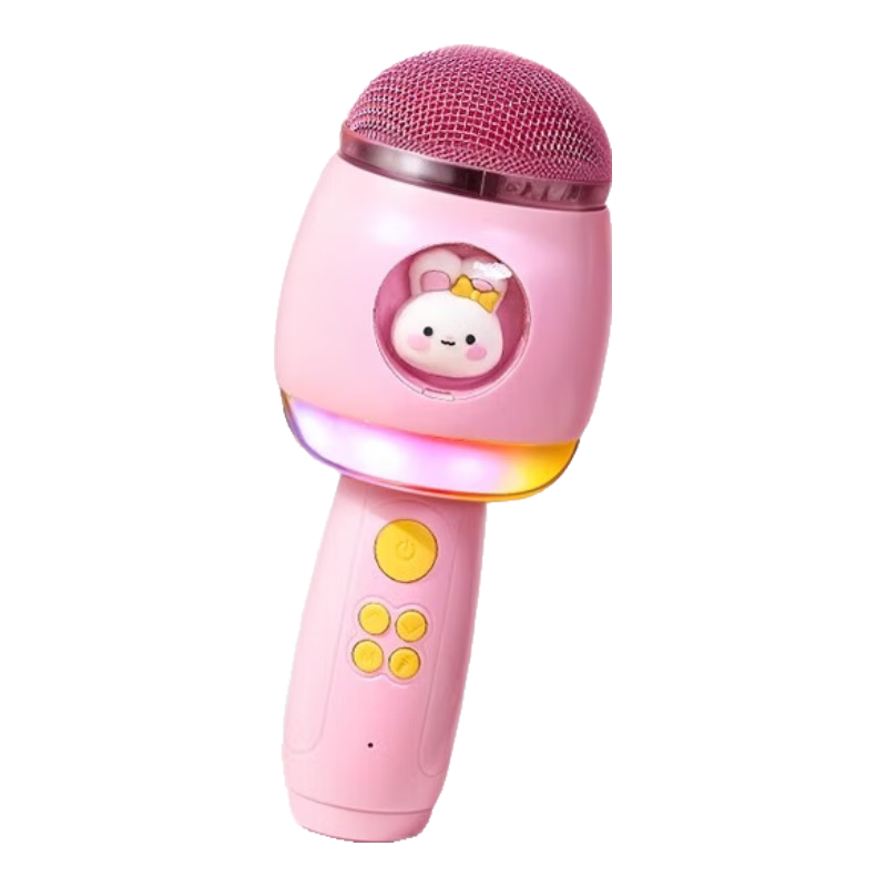 Leleyu Children's Microphone Toy 3-6 Years Bluetooth Speaker All-in-One Pink Bunny Birthday Gift for Boys and Girls