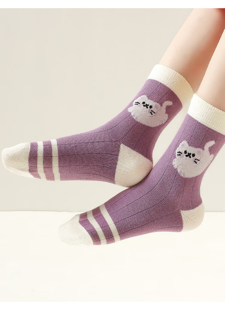 MiiOW Children's Socks for Girls, Mid to Big Kids Cotton Socks, Student Baby Autumn And Winter Comfortable Breathable Versatile Casual Mid-Calf Socks 16