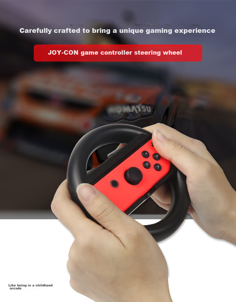 LinkStone Switch Game Controller Mario Kart 8 Handle, NS Peripheral Accessory, Joy-Con Game Console Controller Steering Wheel, Black + Black 3