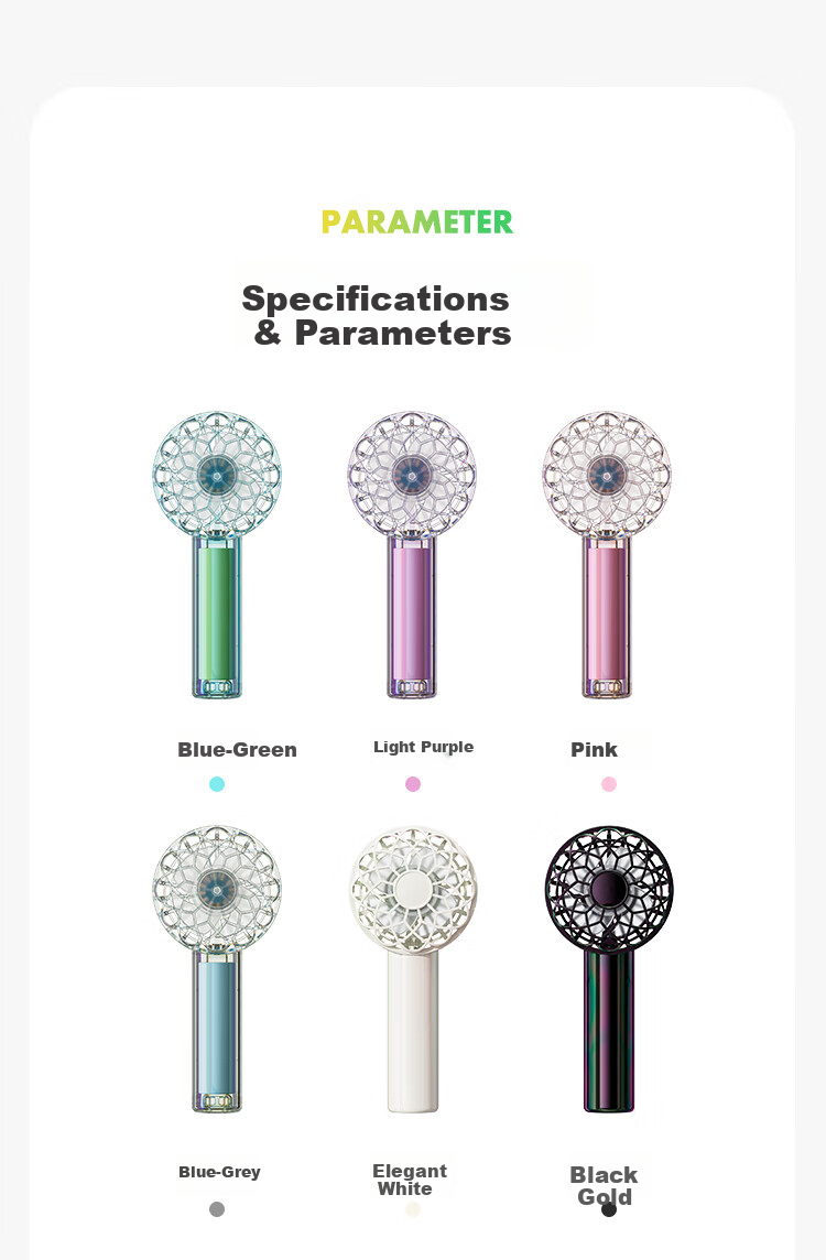 Newmine Handheld Mini Fan, Portable Mini Fan with 13-Hour Long Battery Life, Quiet Operation, Colorful Light, Desktop Cooling Fan, Dazzling Blue And Cya 18