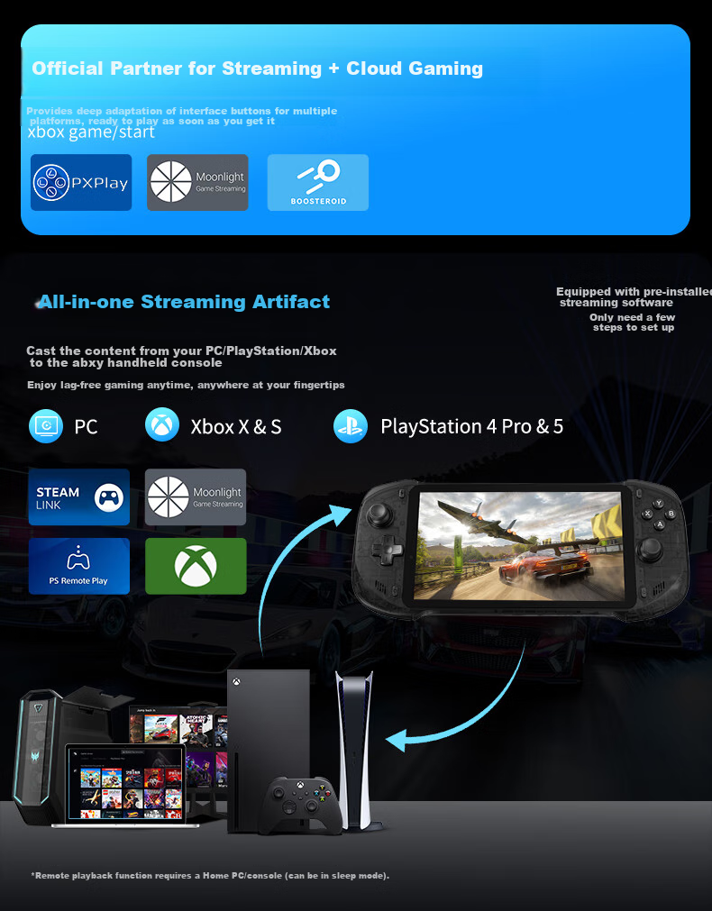 Abxylute One Pro Streaming Cloud Gaming Handheld Console, Portable Game Machine, PC Host Streaming, Cloud Games, Android Games, Massive AAA Titles at Your Fingertips, 4GB+64GB 12