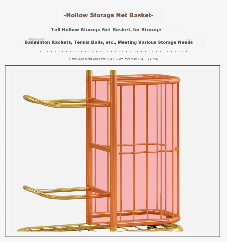 WoJia Basketball Hoop Storage Rack Floor Standing Organizer Home Living Room Toy and Ball Storage Rack Gold 7