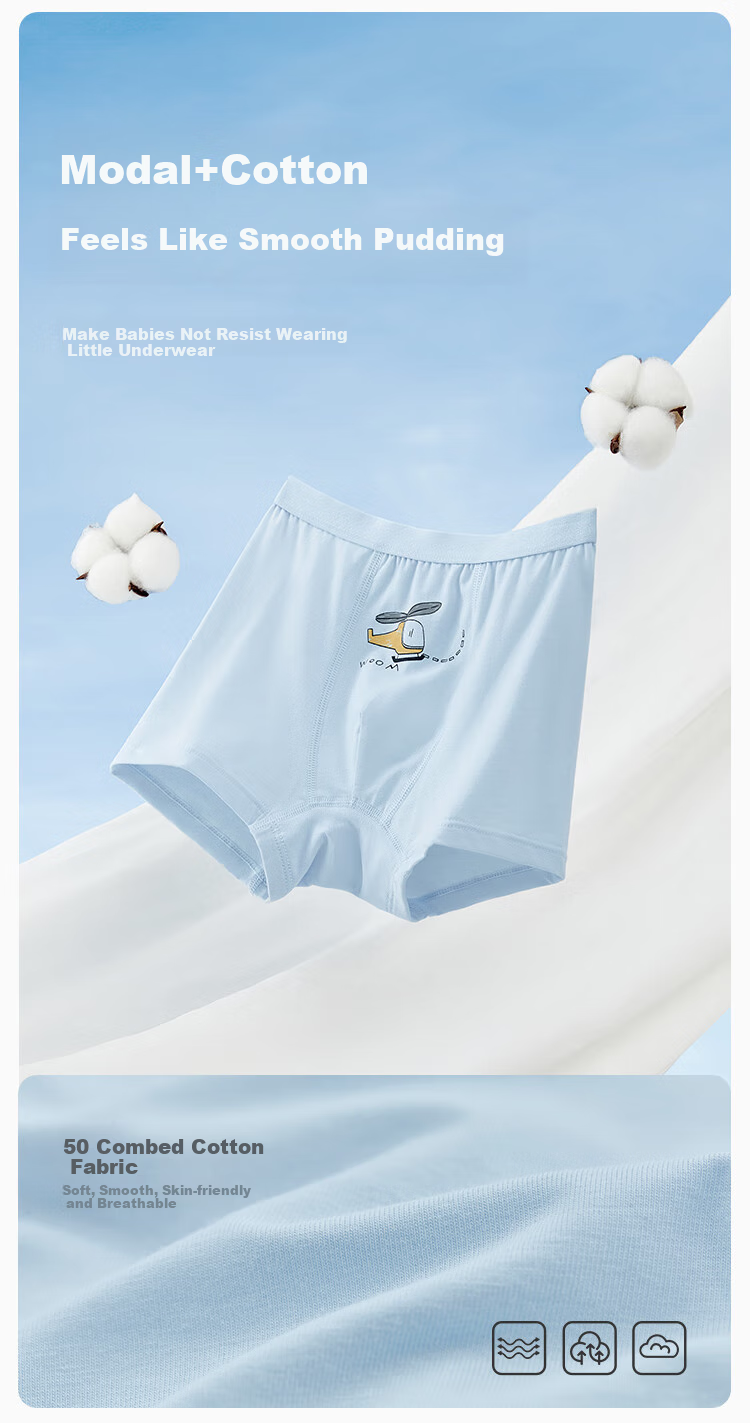 DAVE & BELLA [Two-Pack] Children's Underwear Modal Boys' Boxer Briefs for Older Kids 4