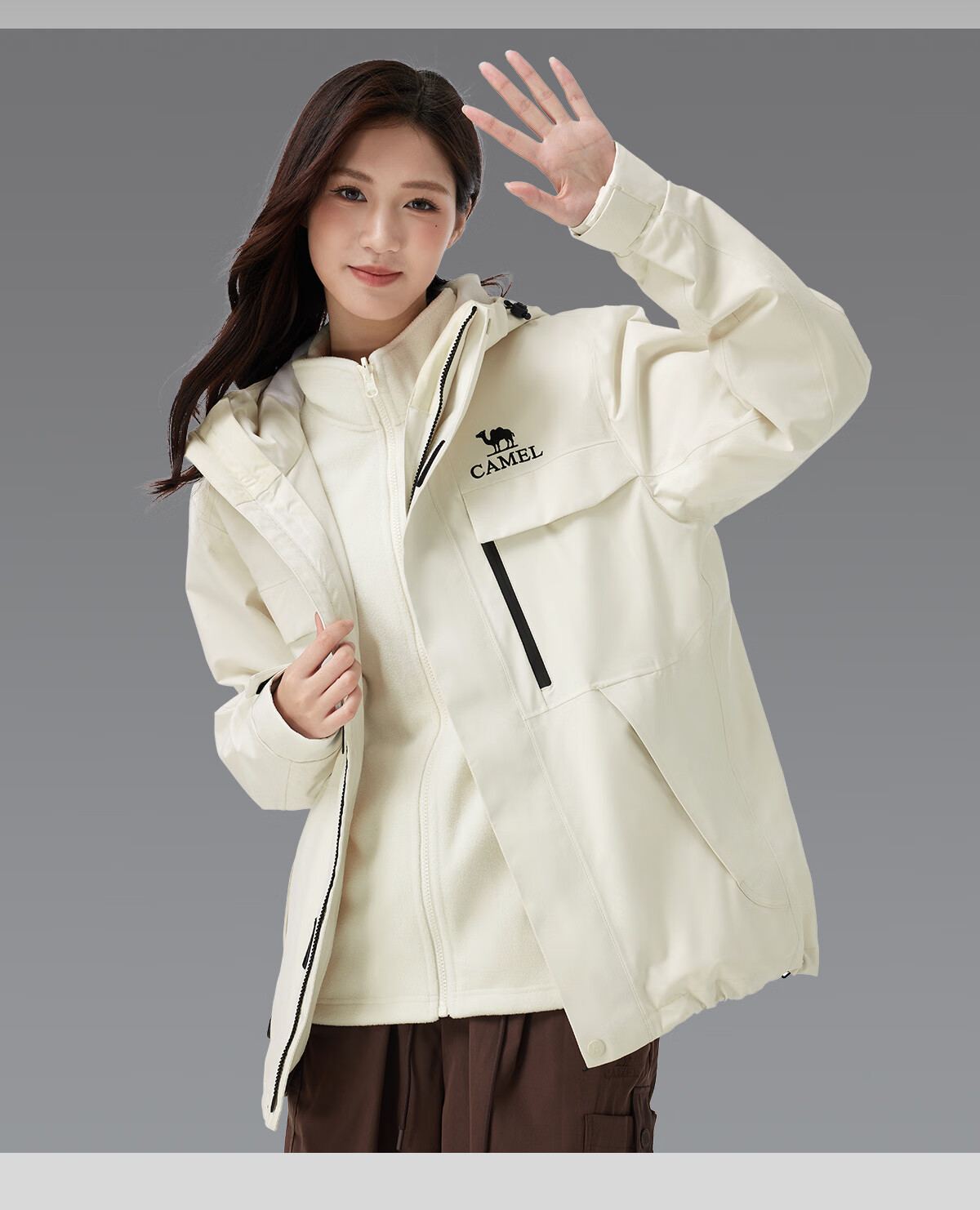 CAMEL Outdoor 3-in-1 Detachable Waterproof Cold-Resistant Mountaineering Jacket O611 for Men and Women 3