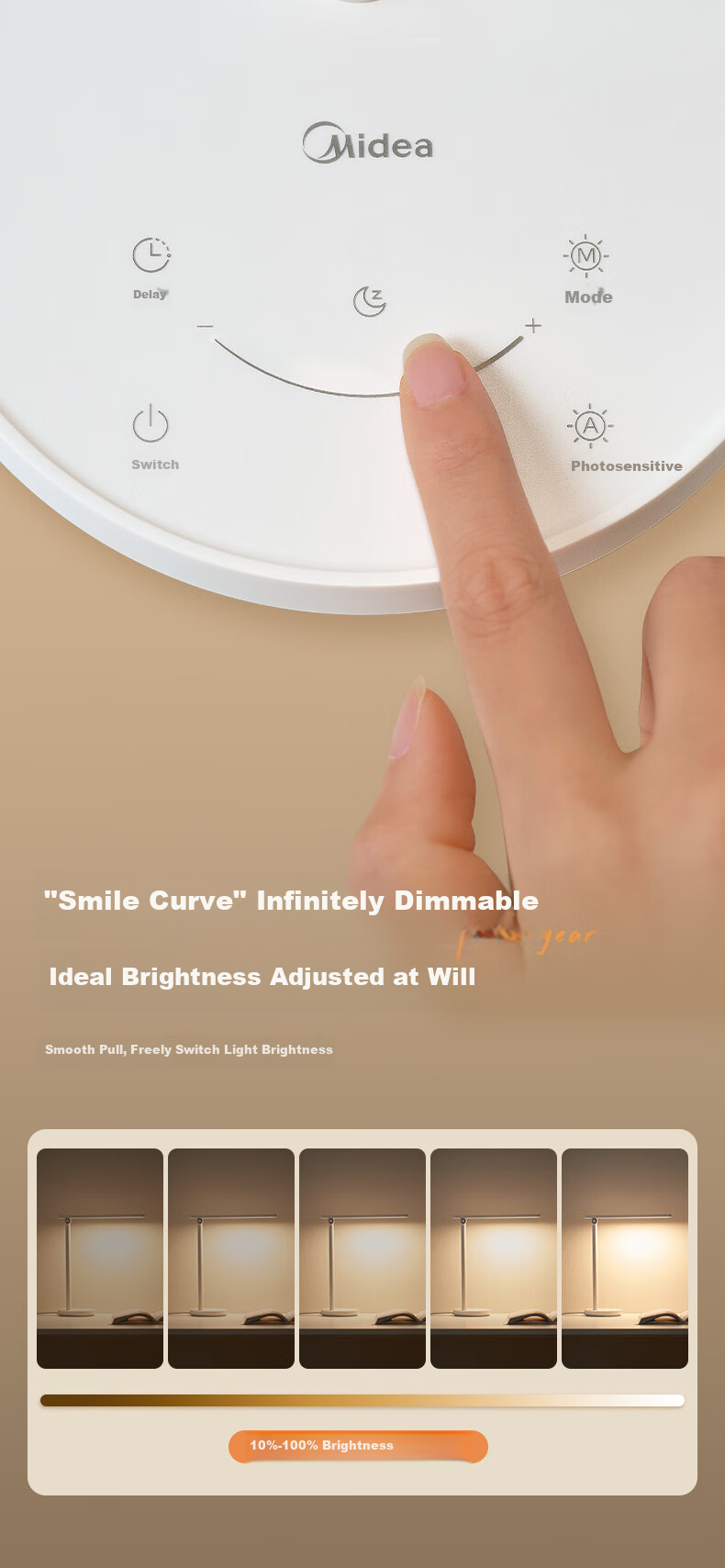 Midea AAAAA Certified Eye Protection Study Lamp [Renovation Subsidy] Children's Home Bedroom Dormitory Desk Reading Writing Table Lamp 9
