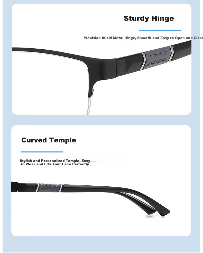 DRATRA Reading Glasses for Men, High-Definition Wear-Resistant Presbyopic Glasses for Middle-Aged And Elderly, Phone Viewing Glasses, Semi-Rimless Reading Glasses for Middle-Aged And Elderly 6