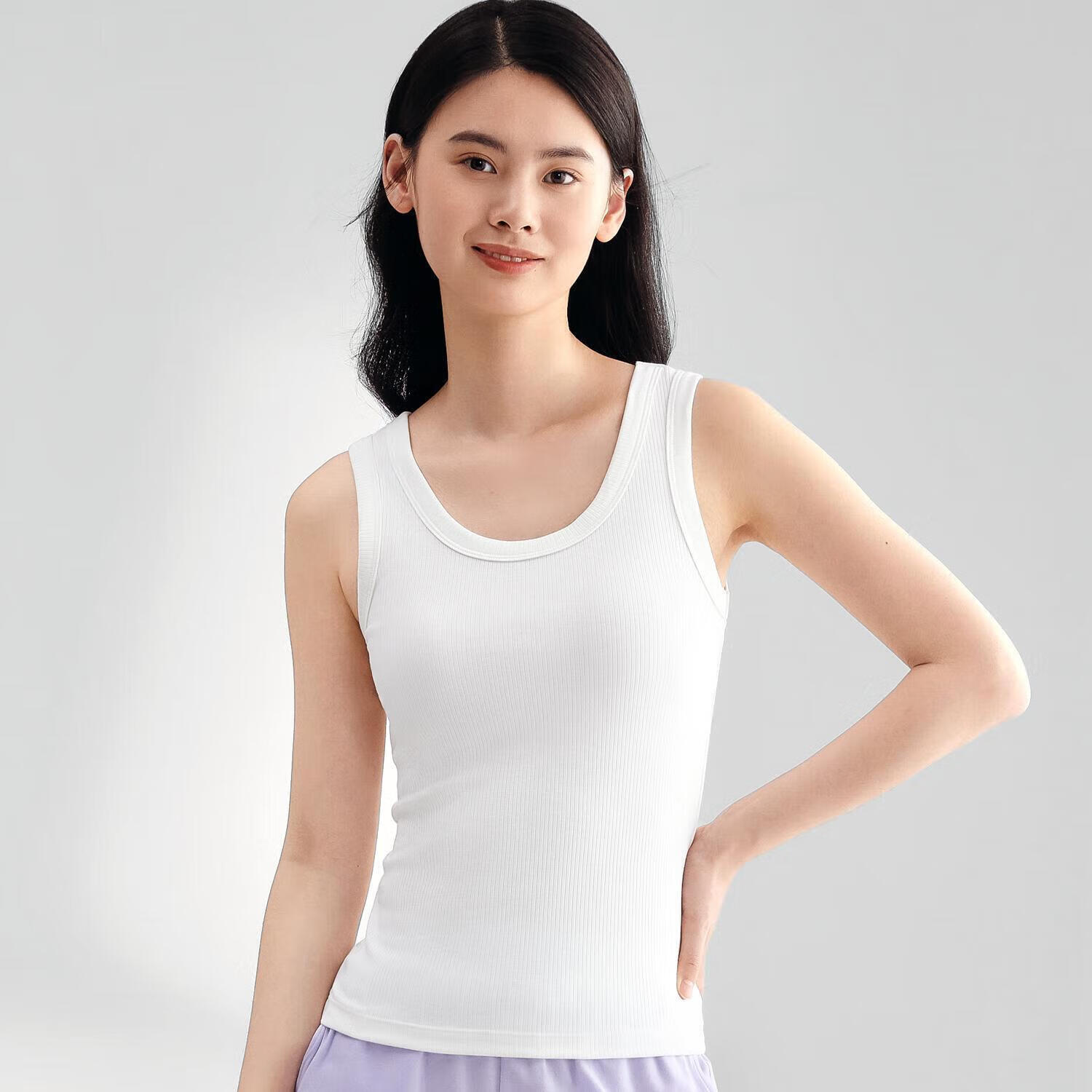 PurCotton Men's Antibacterial Slim Shoulder Tank Top T-Shirt Spring Summer Yunhai Mist Gray L (175)
